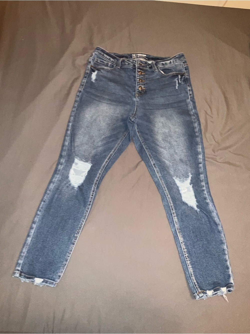 NOBO Dark Blue Distressed Skinny Jeans